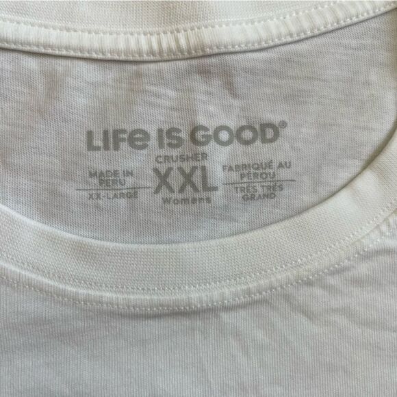 Women’s XXL Life is Good White Long Sleeve Shirt with Snowflake Peace treeDesign - Picture 4 of 13